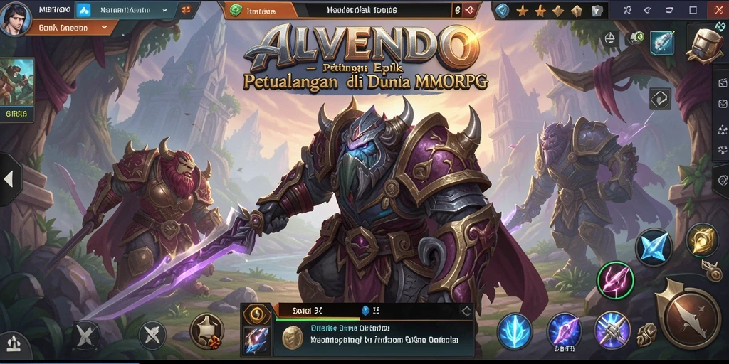Tampilan gameplay epik dalam dunia MMORPG ALVENDO yang luas.