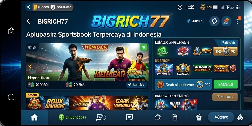 Tampilan gameplay <strong>BIGRICH77</strong> saat memasang taruhan olahraga secara langsung.