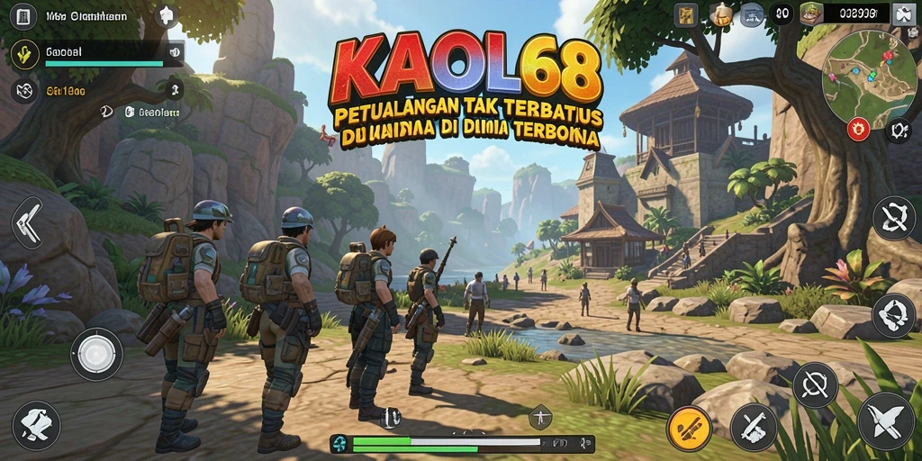 Tangkapan layar utama KAOL68 menunjukkan momen eksplorasi di dunia terbuka.