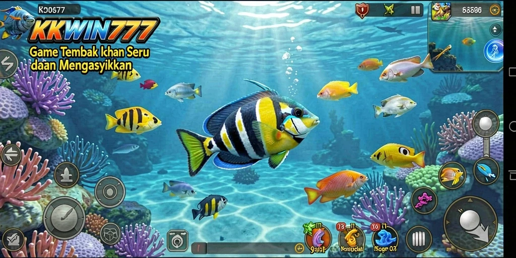 Tampilan gameplay KKWIN777 yang seru saat menembak ikan.