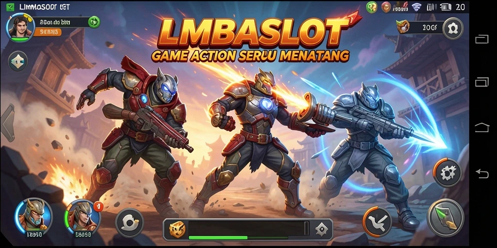 Tampilan gameplay seru LMBASLOT yang penuh aksi.