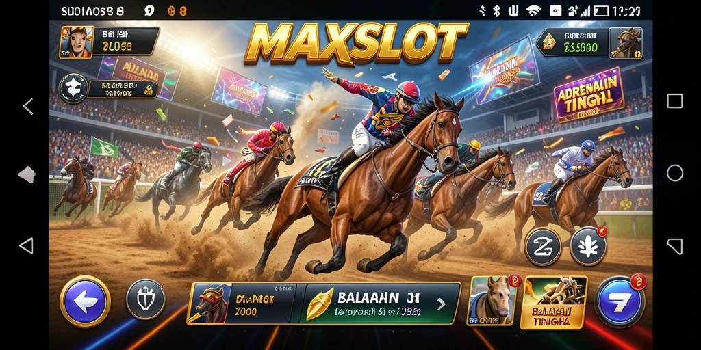 Tampilan gameplay MAXSLOT yang menarik saat balapan di lintasan yang menantang.