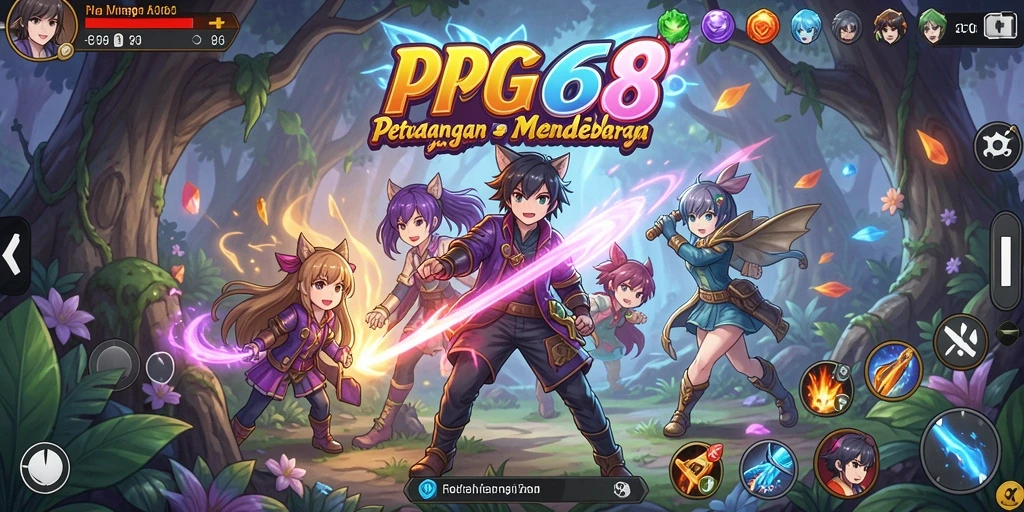Tampilan gameplay PGG68 dengan karakter anime yang menarik.