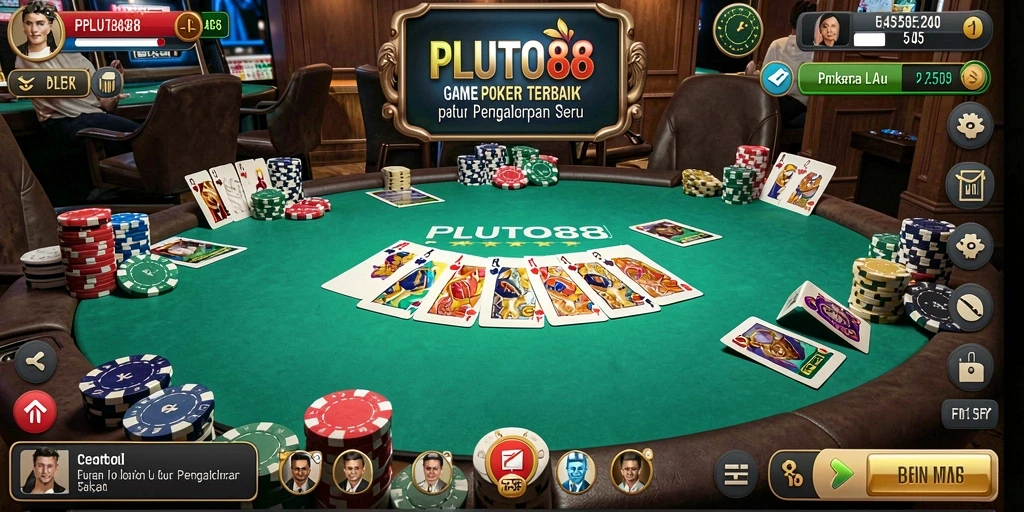 Screenshot memberikan tampilan seru dari gameplay Poker di PLUTO88.