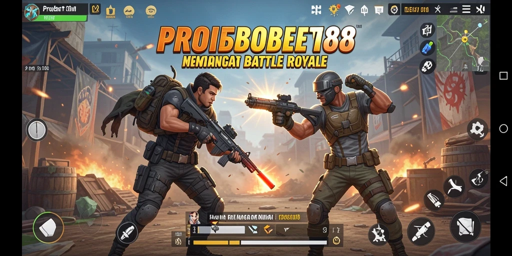 Gameplay seru dalam PROBET88 yang penuh aksi Battle Royale.