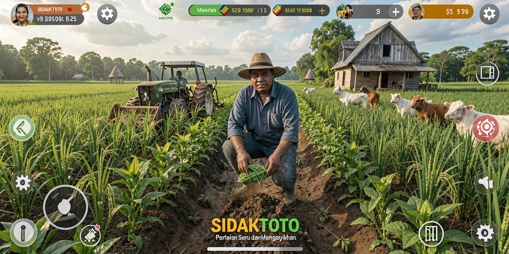 Screenshot permainan SIDAKTOTO menampilkan kegiatan bertani yang menarik.