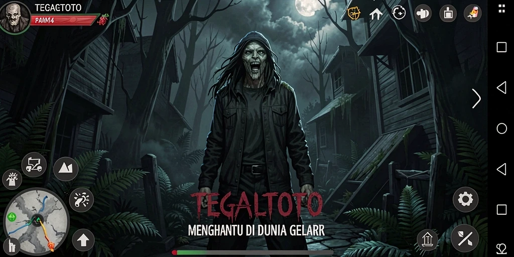 Tampilan menyeramkan gameplay TEGALTOTO saat terjebak dalam kegelapan.
