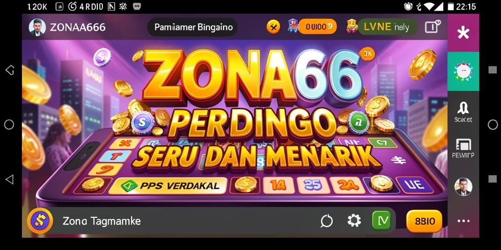 Tampilan gameplay seru di ZONA66 dengan fitur Bingo interaktif.